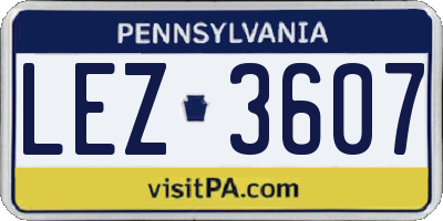 PA license plate LEZ3607