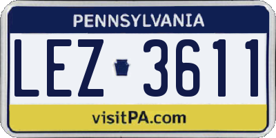 PA license plate LEZ3611