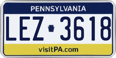 PA license plate LEZ3618