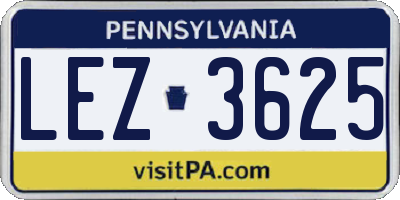 PA license plate LEZ3625