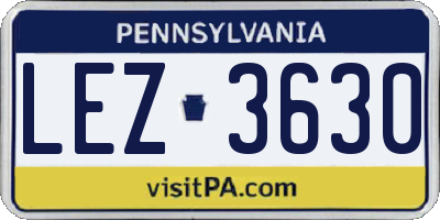 PA license plate LEZ3630