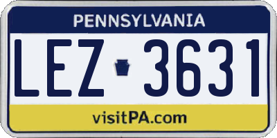 PA license plate LEZ3631