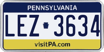 PA license plate LEZ3634
