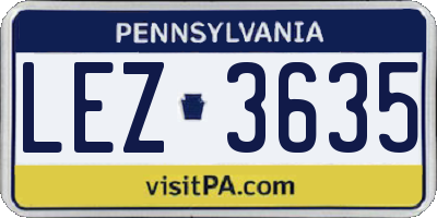 PA license plate LEZ3635