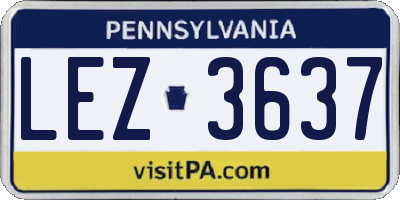 PA license plate LEZ3637