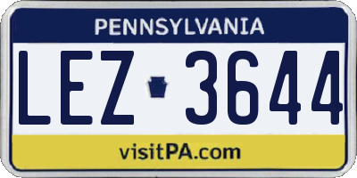 PA license plate LEZ3644