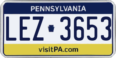 PA license plate LEZ3653