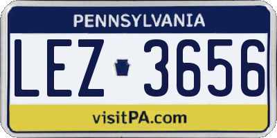 PA license plate LEZ3656