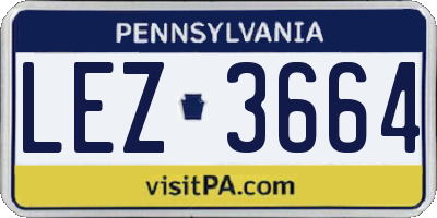 PA license plate LEZ3664