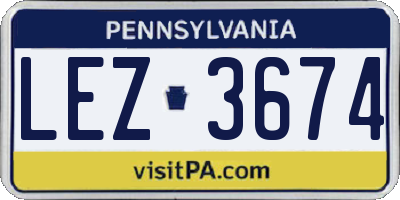 PA license plate LEZ3674