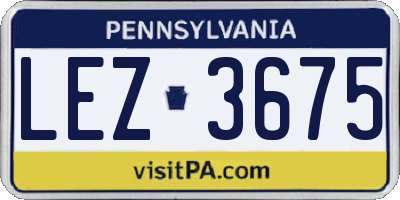 PA license plate LEZ3675