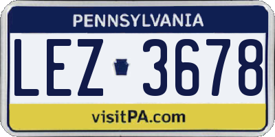 PA license plate LEZ3678