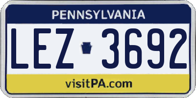 PA license plate LEZ3692