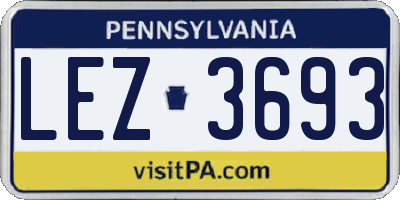 PA license plate LEZ3693