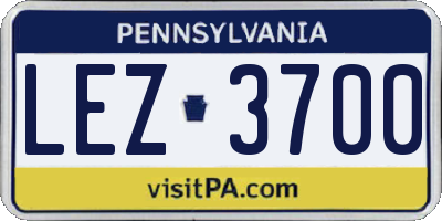 PA license plate LEZ3700