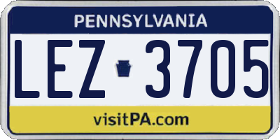 PA license plate LEZ3705