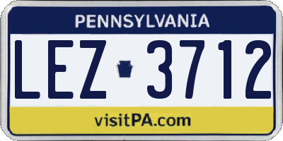 PA license plate LEZ3712