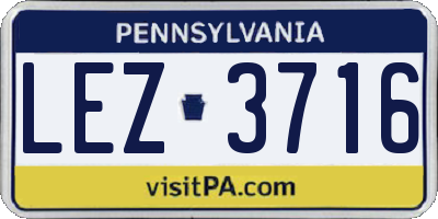 PA license plate LEZ3716