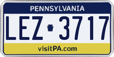 PA license plate LEZ3717