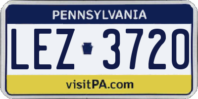PA license plate LEZ3720