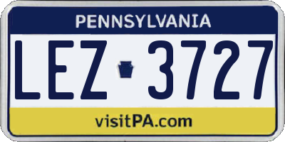 PA license plate LEZ3727
