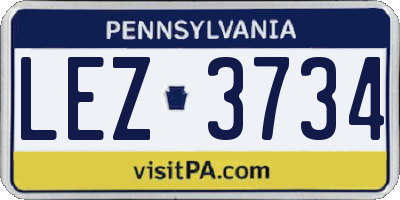 PA license plate LEZ3734