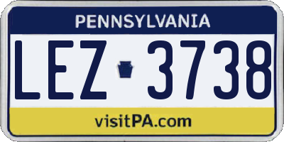 PA license plate LEZ3738