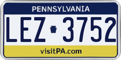 PA license plate LEZ3752