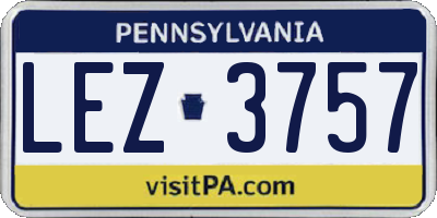 PA license plate LEZ3757