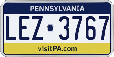 PA license plate LEZ3767