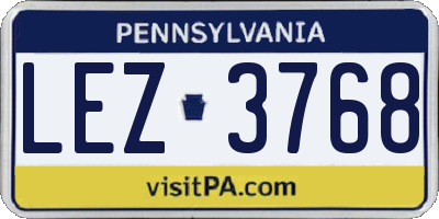PA license plate LEZ3768