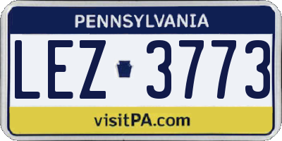 PA license plate LEZ3773