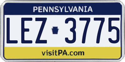 PA license plate LEZ3775