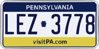 PA license plate LEZ3778