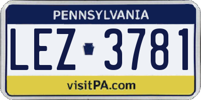 PA license plate LEZ3781