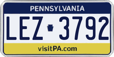 PA license plate LEZ3792