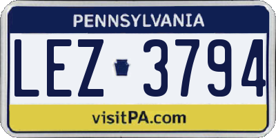 PA license plate LEZ3794