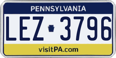 PA license plate LEZ3796