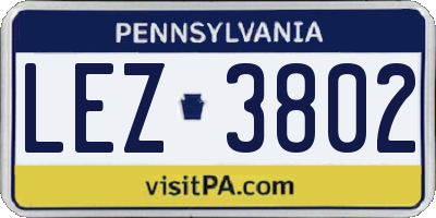 PA license plate LEZ3802