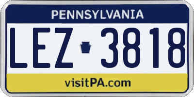 PA license plate LEZ3818