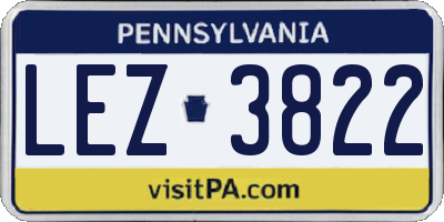 PA license plate LEZ3822