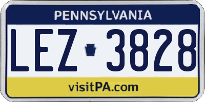 PA license plate LEZ3828