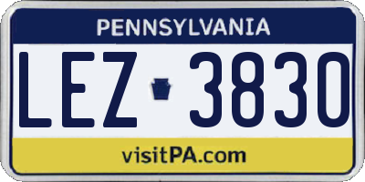 PA license plate LEZ3830
