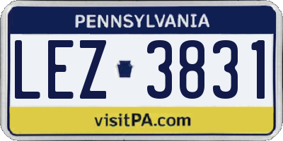 PA license plate LEZ3831