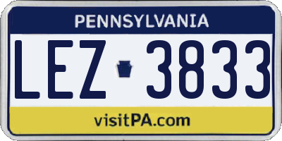 PA license plate LEZ3833