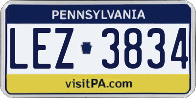 PA license plate LEZ3834