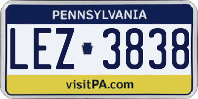 PA license plate LEZ3838