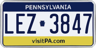 PA license plate LEZ3847