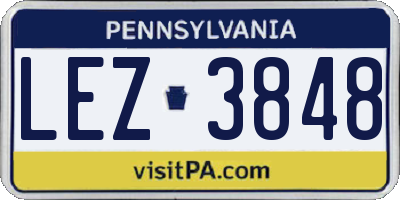 PA license plate LEZ3848