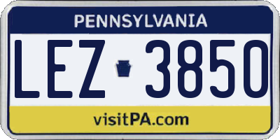 PA license plate LEZ3850
